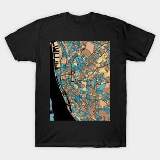 Liverpool Map Pattern in Mid Century Pastel T-Shirt